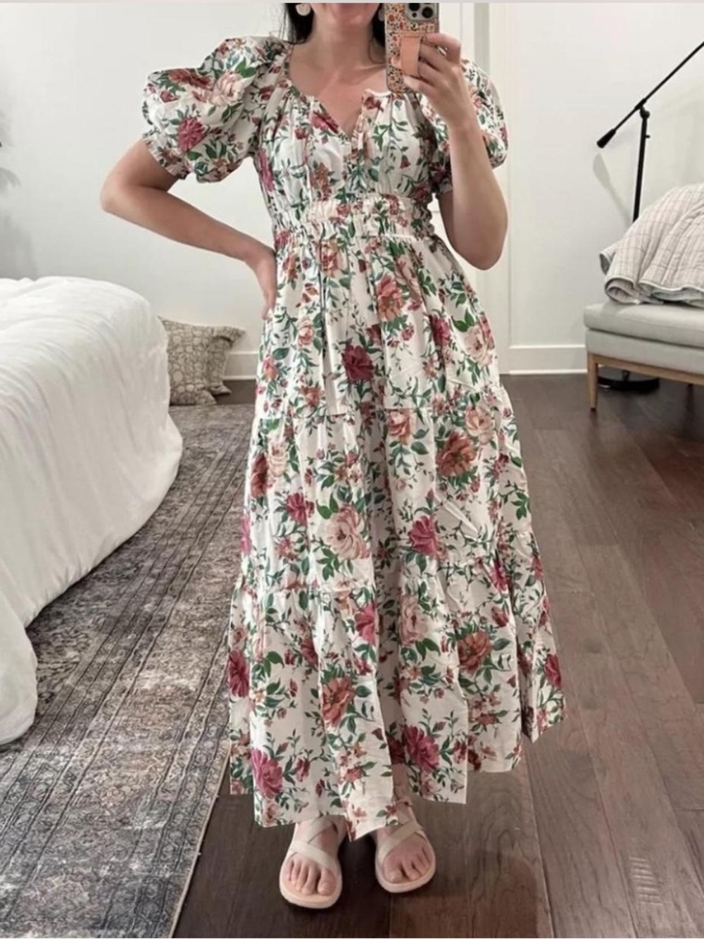 Anthropologie The Somerset Floral Maxi Dress Puff Sleeve Small $168